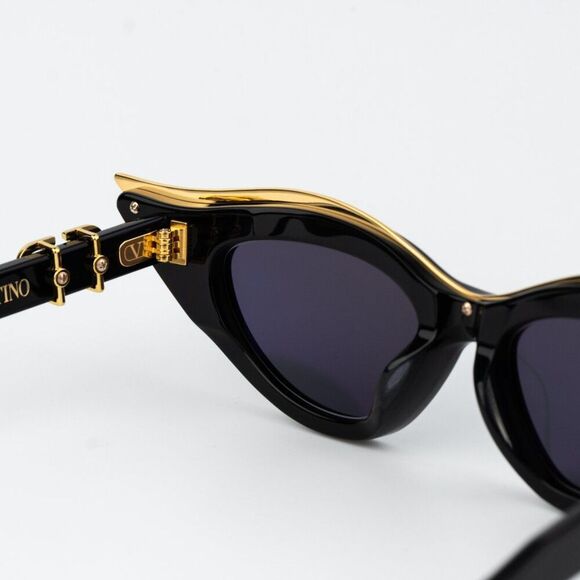 Valentino Women Sunglasses Black Gold Grey Cat Eye V-GOLDCUT - I VLS-114A 49 main image 5